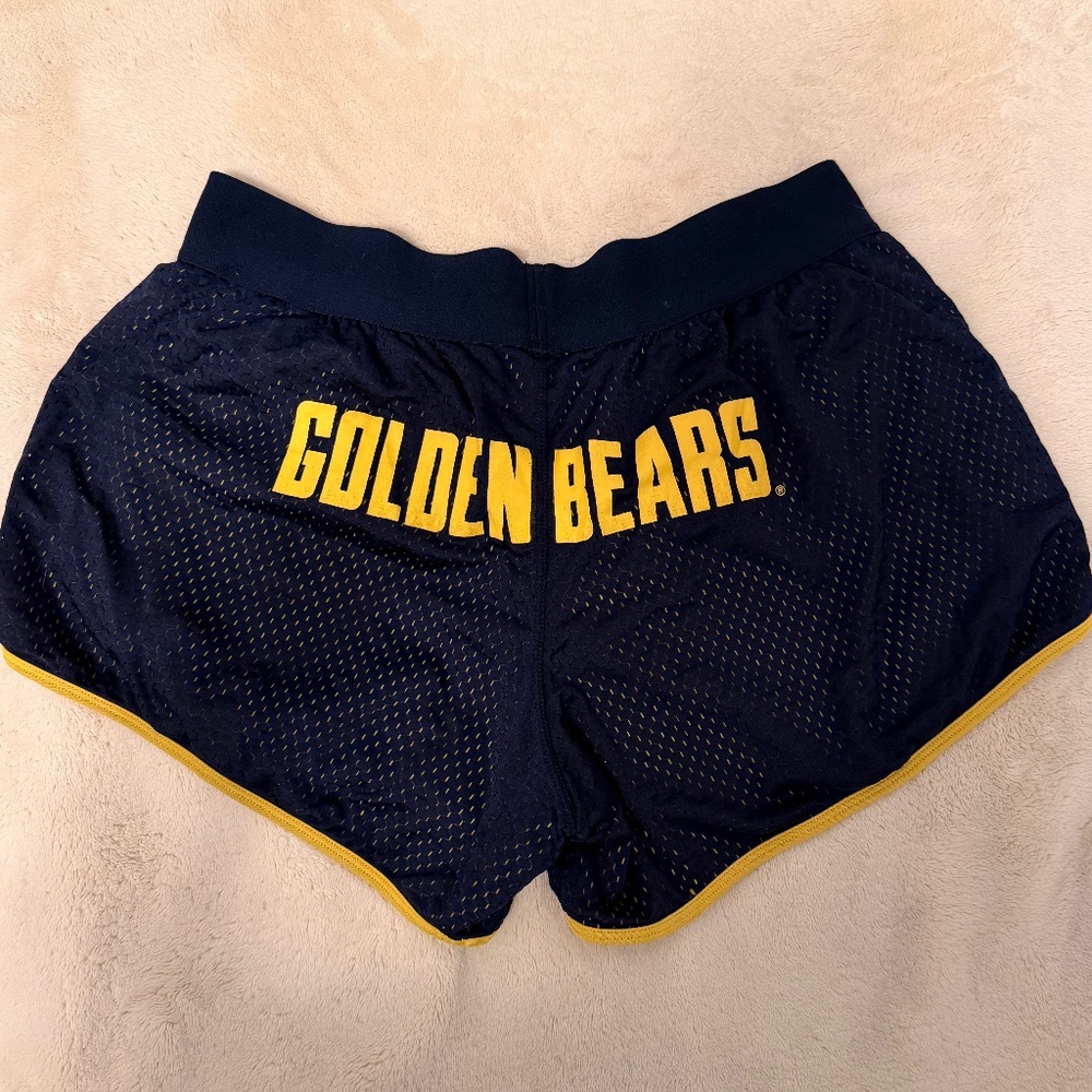NUYU UC Berkeley Cal Golden Bears Mesh Athletic Running Shorts Navy Blue